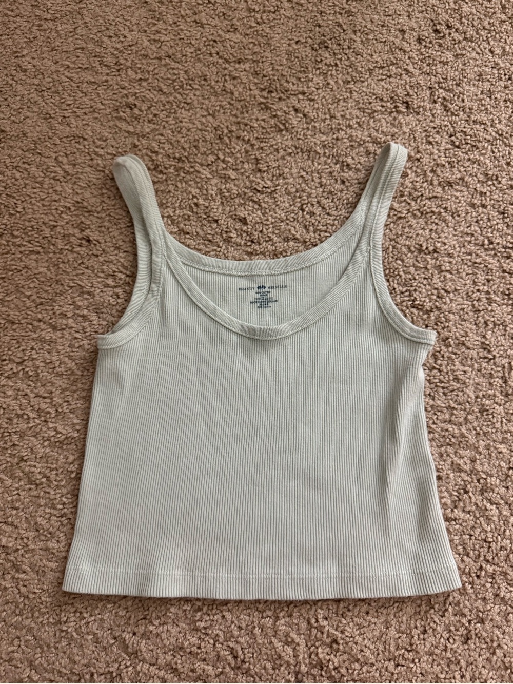 Brandy Melville Ribbed Light Green Cotton Tank Top